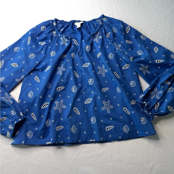 Lilly Pulitzer Maisha Long Sleeve
Eyelet Top Blue Shell Collector Embroider Sz M - Picture 5 of 9